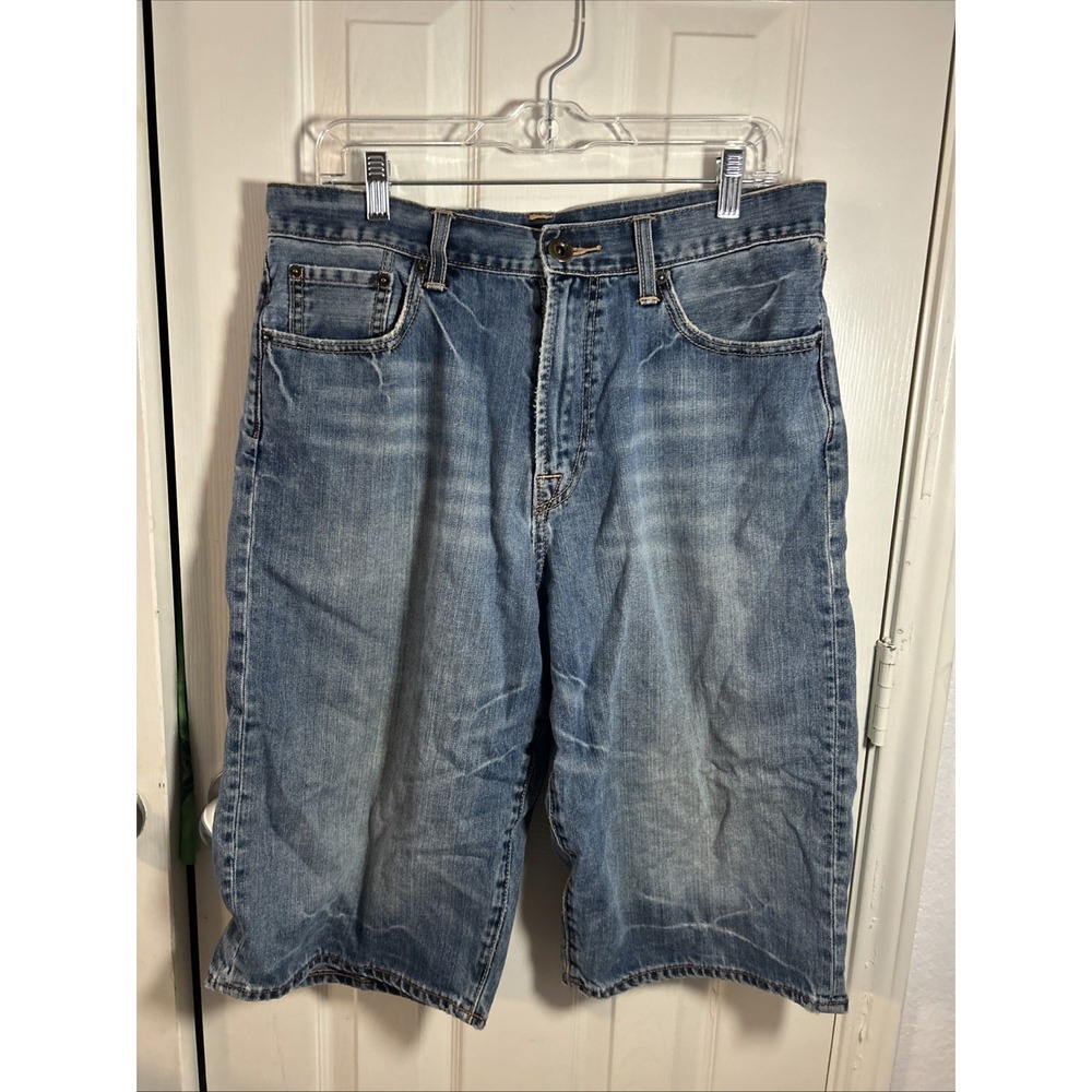Ed Hardy Mens Denim Jean Shorts 33 Blue 12" Inseam Jorts